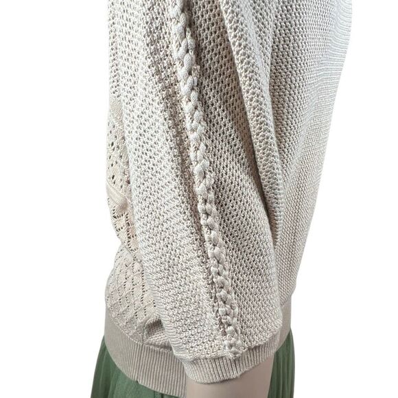 NWT Kobi Halperin Tan Open Stitch Fringe Pullover Sweater Top S - Picture 7 of 11